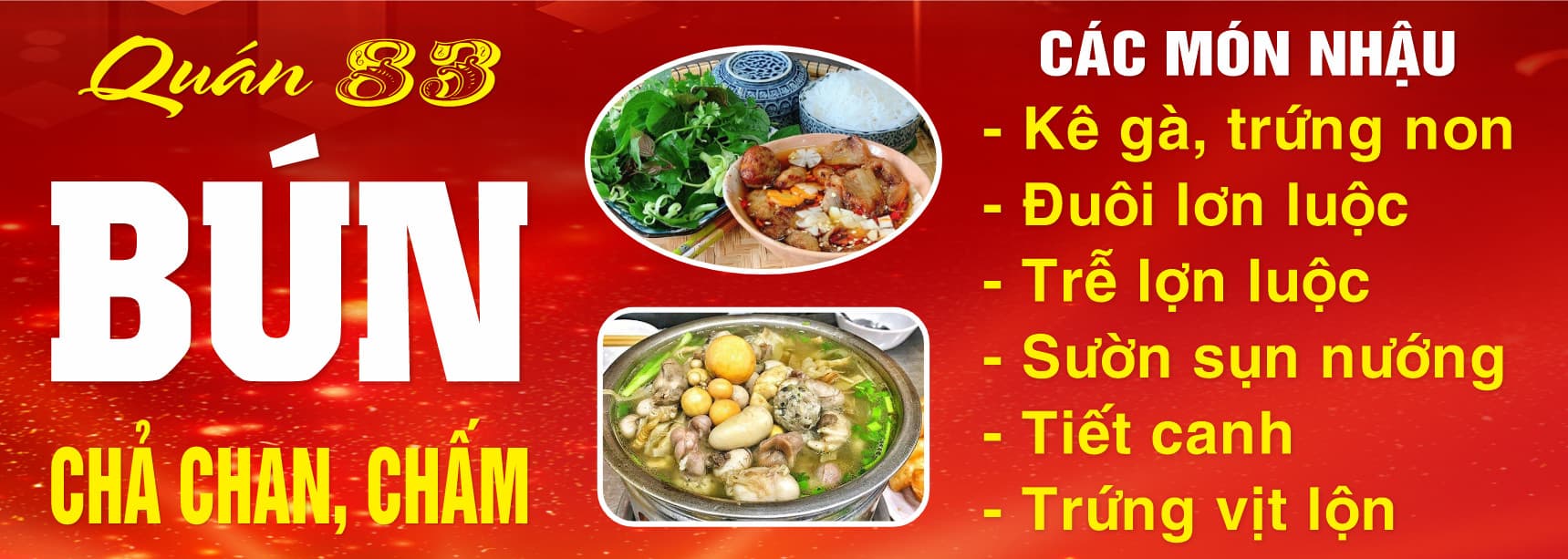 quán 83 bún chả chan, chấm lẩu đuôi bò lòng bò ngõ 148 phố cao sơn khu đô thị mp