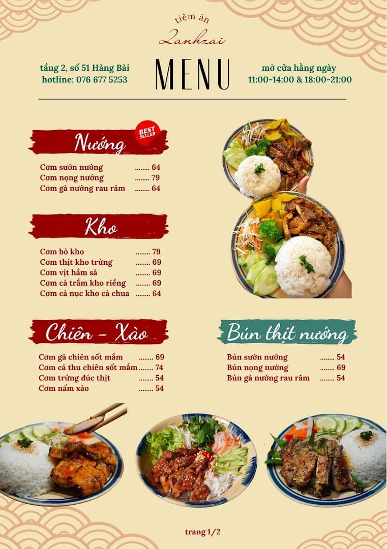 Tiệm ăn 2anhzai - cơm bún thịt nướng