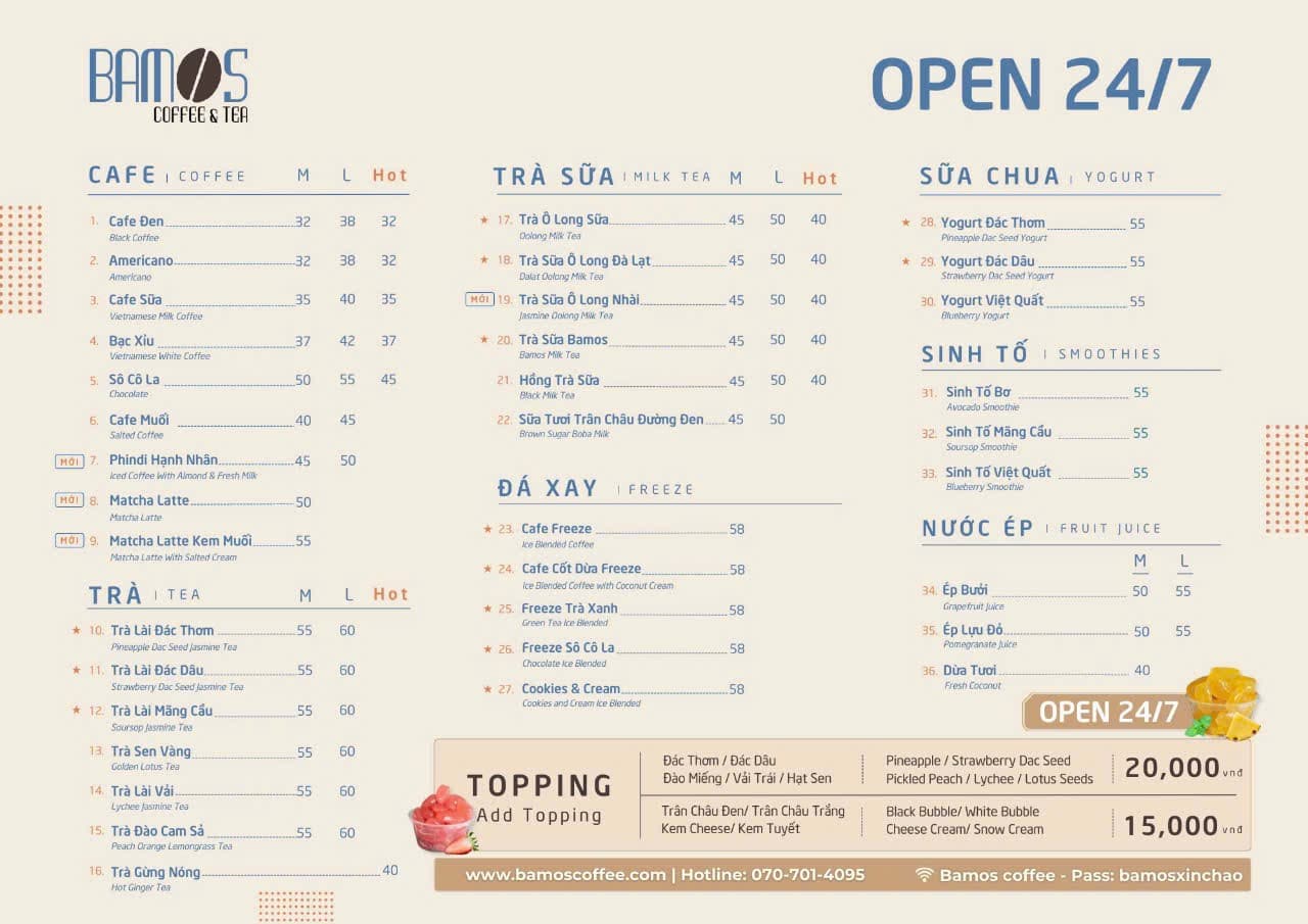 Bamos Coffee Quận 7 - Cà phê 24h